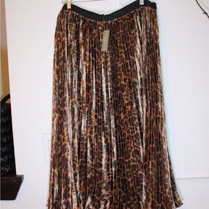 J. Crew Brown and Black Pleated Maxi Skirt Night Out